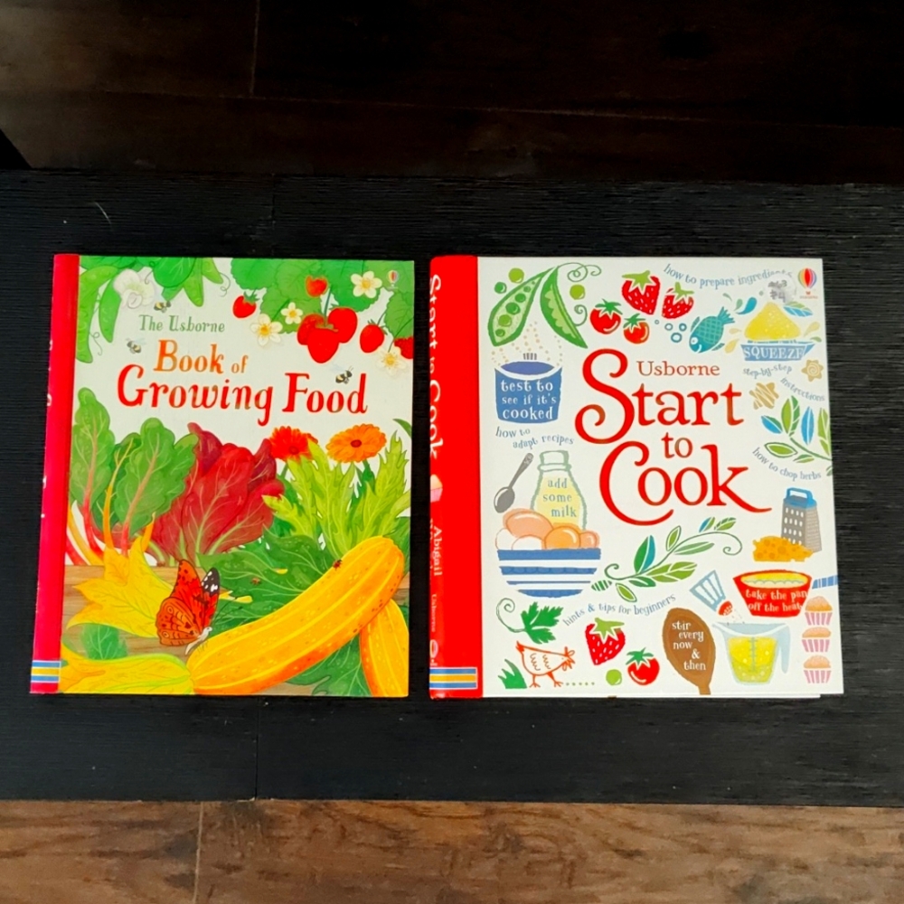 Usborne Books "Start to Cook" and "Book of Growing Food"